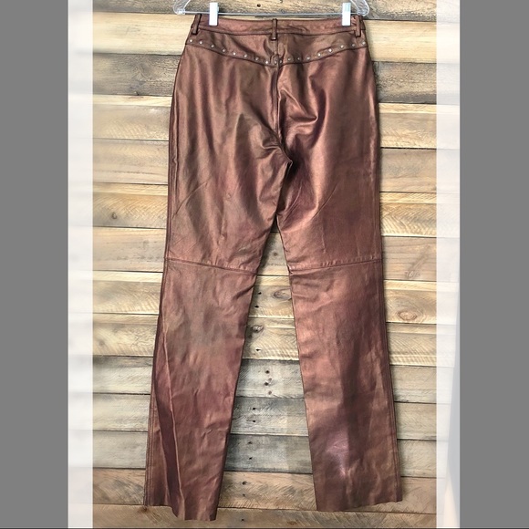 Harley Davidson copper color studded leather pant - Picture 2 of 7